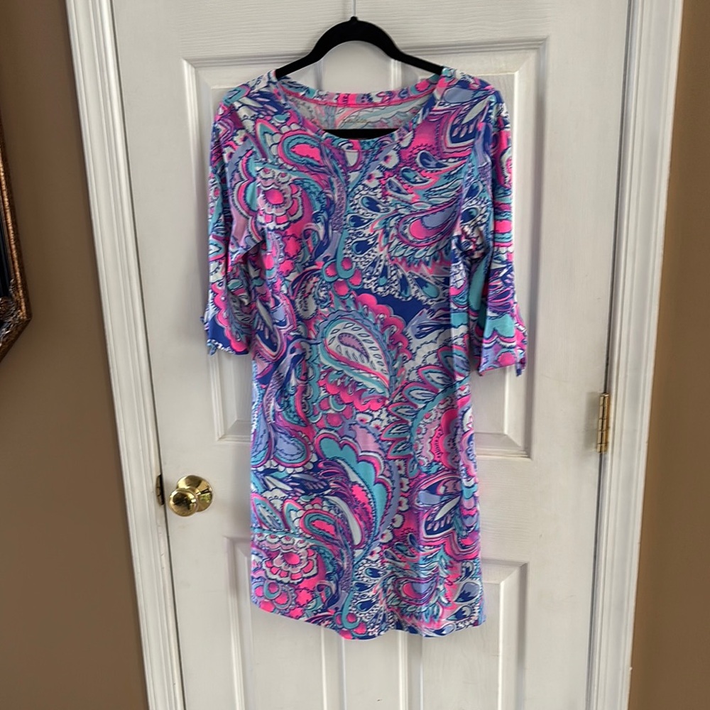 Lilly Pulitzer Vibrant Pink and Blue Patterned Dress